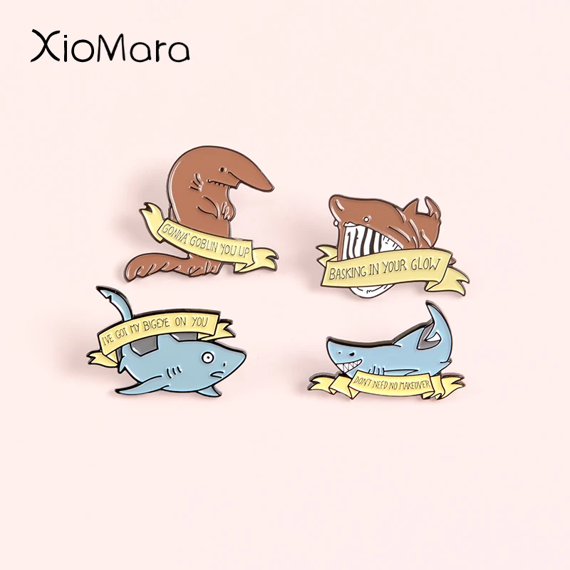 Не нужны эмалированные булавки акулы креативный меме баннер морские животные