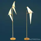 Современная настольная лампа из бумаги с птицами, светодиодный стоячий светильник, светильник золотого цвета для обучения детей, отдельно стоящие лампы для гостиной