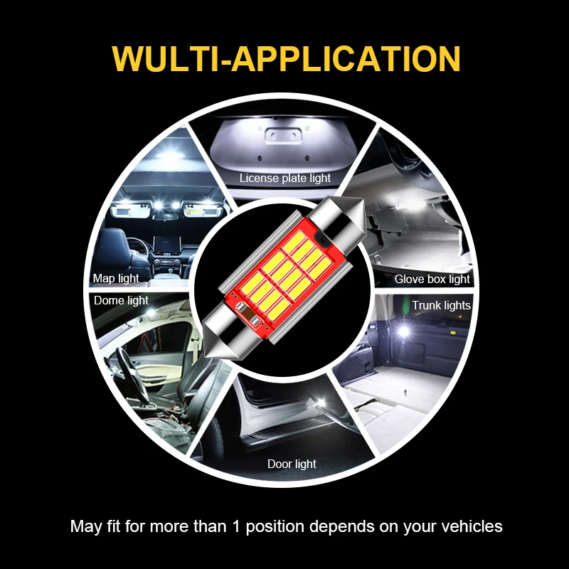 

4x C5W Car LED Bulb Interior Reading Light Festoon LED Super Bright Auto Dome License Plate Luggage Trunk Lamp Canbus