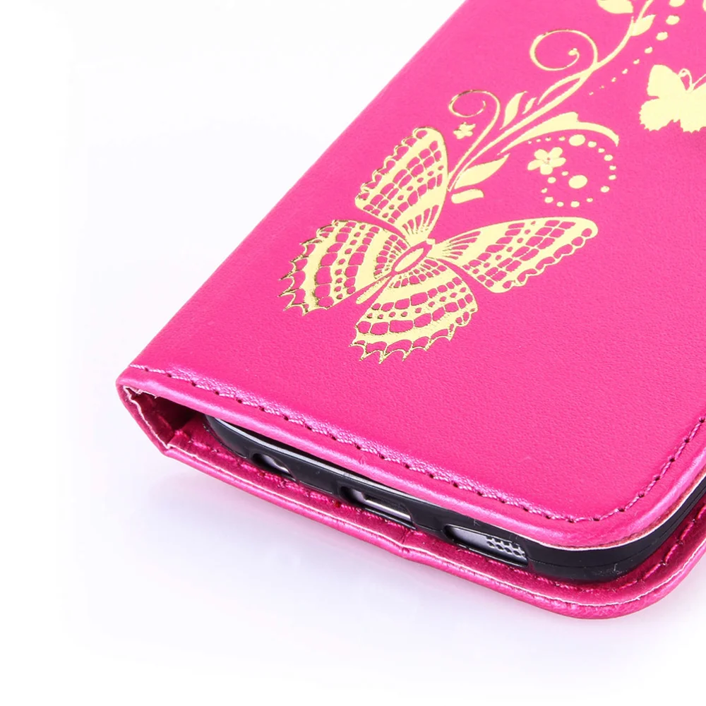 Позолоченный чехол для телефона из искусственной кожи с бабочкой мягкий