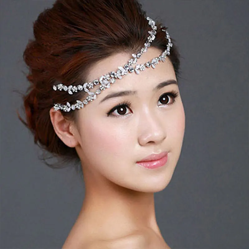 Леди Эластичный со стразами бриллиантовые повязки Свадебная повязка на голову с