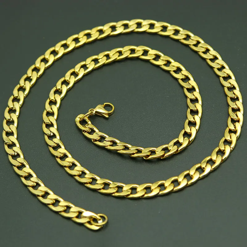 Мужская цепочка из титановой стали крупное золотистое ожерелье с цепочкой 3-9 мм |