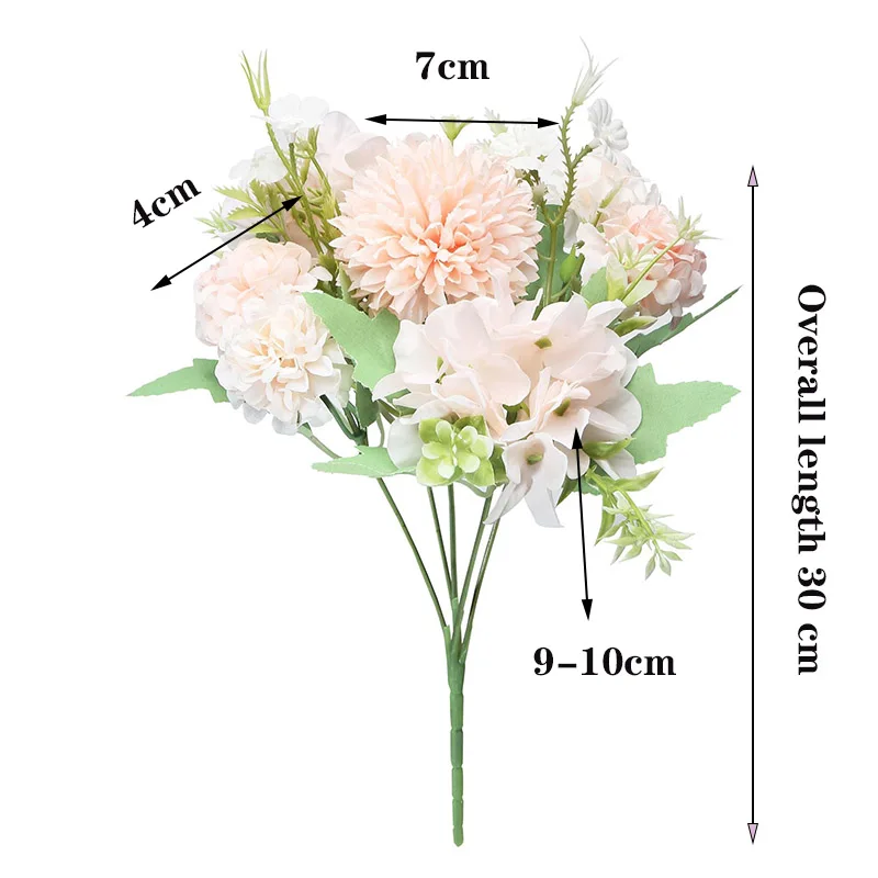 Розовая шелковая Гортензия искусственный цветок букет невесты пиона роза Белый