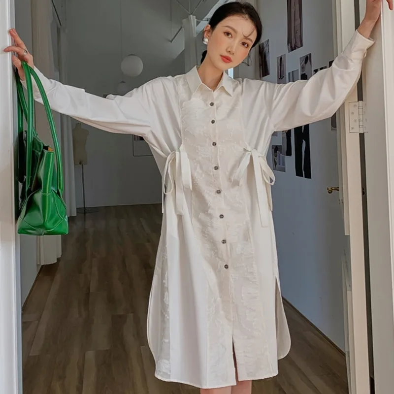 

LANMREM White Blouse Casual Elegant Women's Long Sleeve Shirt Plus Size Turn Down Collar Shirts Top 2021 Spring Summer 2D1064