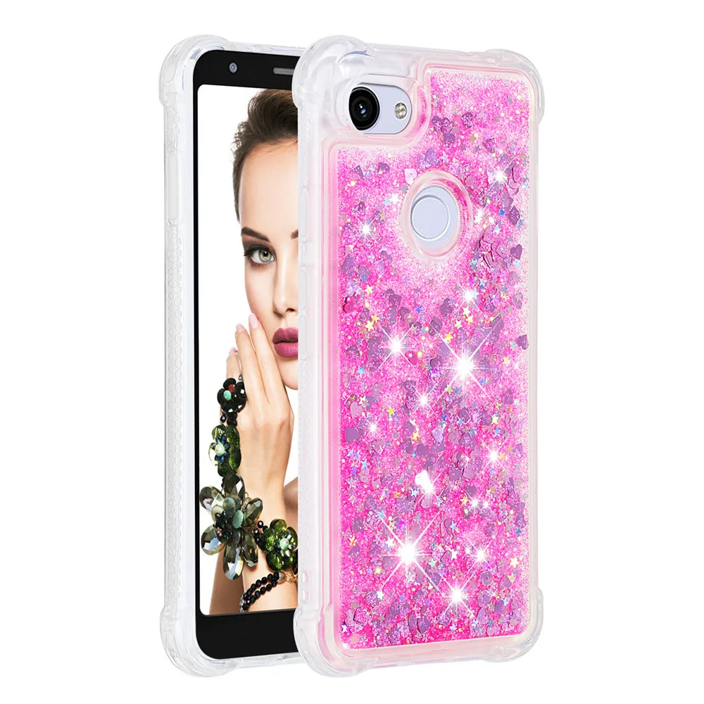 Glitter Liquid Case sFor Google Pixel 3A Transparent Soft Silicone TPU Shockproof Cover For XL Capa | Мобильные телефоны и