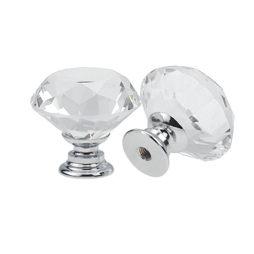 

100pcs Silver Gold 25mm Diamond Shape Design Crystal Acrylic Door Knobs Cupboard Drawer Pull Out Kitchen Cabinet Kitchen Handles