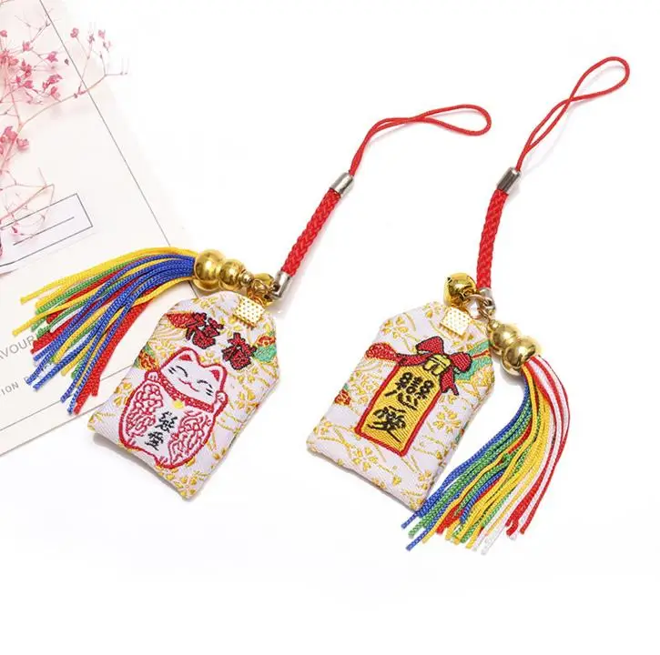 2 1 шт. Kawaii японский Omamori Cat Lucky Hapiness кулон держатель для ключей мальчик семья ребенок подарок вечерние сувениры - Цвет: 2