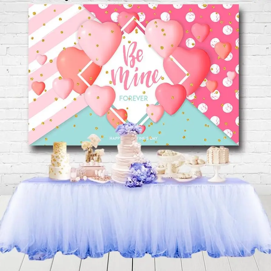 

Romantic Valentine 'S Day Backdrops For Photo Studio Pink Heart Balloon Gold Glitter Dots Photography Backgrounds Custom