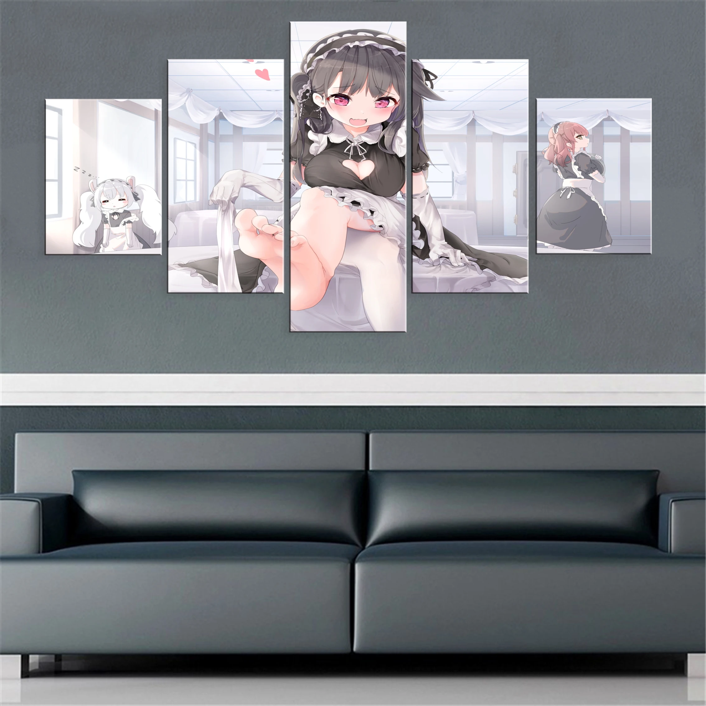 

Anime Girl 5 Piece Canvas Painting Maid Poster Beauty Framework Wall Artwork Decor Modern Decoration Picture Printed