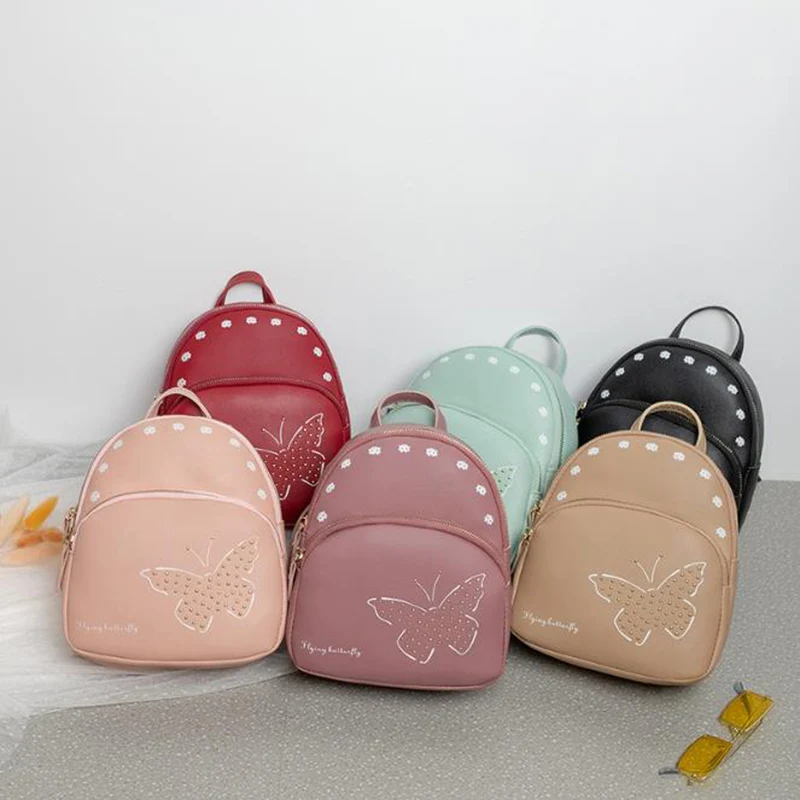 

2020 Winter PU Backpack Butterfly Daypack for Girls Travel Casual Daypack School Bag Shell Small Backpack for Women