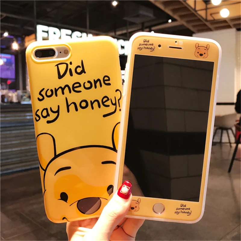 360 Full Cover Mouse Women Silicone Phone Case + Glass for IPhone 7 8 Cartoon Cute Shell IPhone7 IPhone8 I7 I8 Cases |