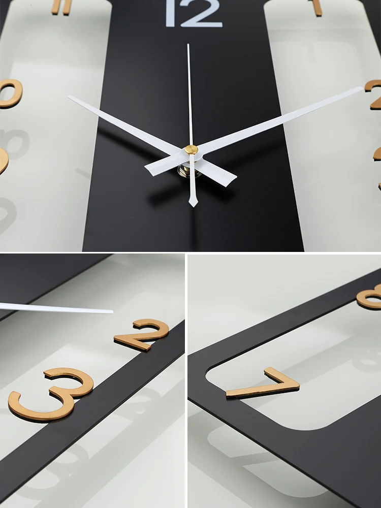 Большие черные настенные часы металлические для гостиной современный декор