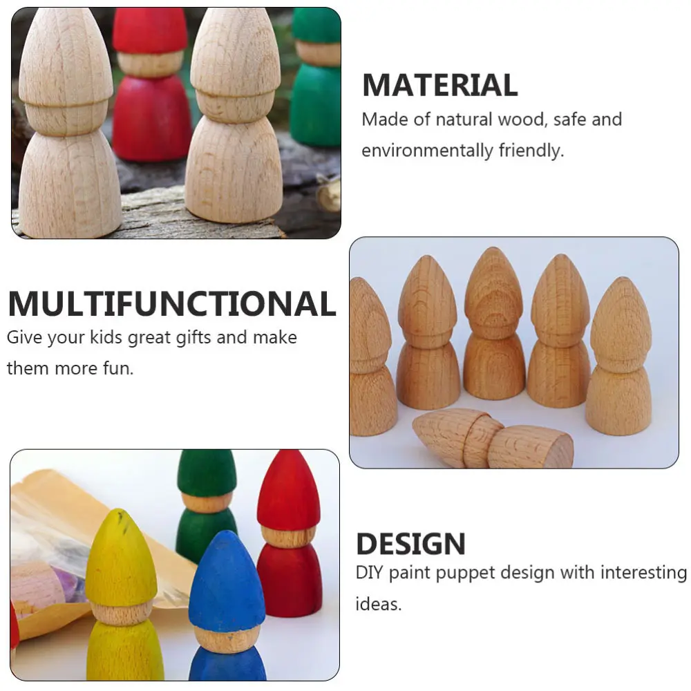 

4pcs Wood Puppet Doodle Wood Children DIY Painting Toys Wood DIY Accessories
