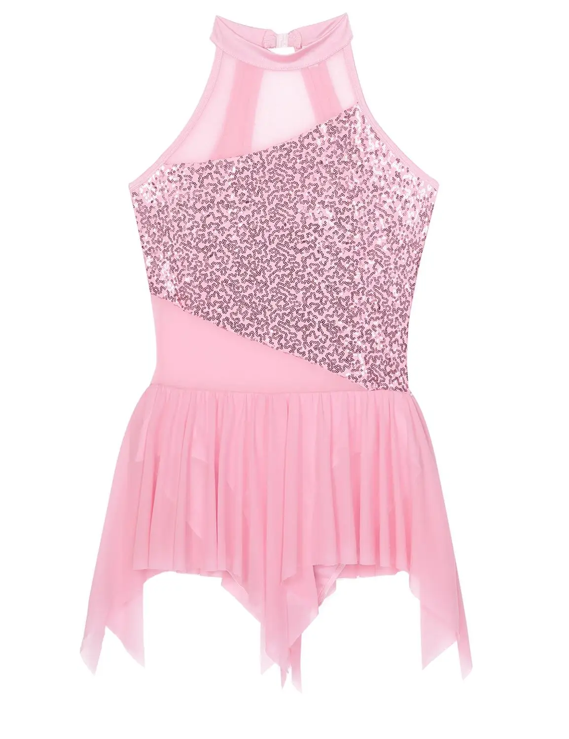 Женский костюм для гимнастики трико балета и танцев ассиметричная сетчатая юбка