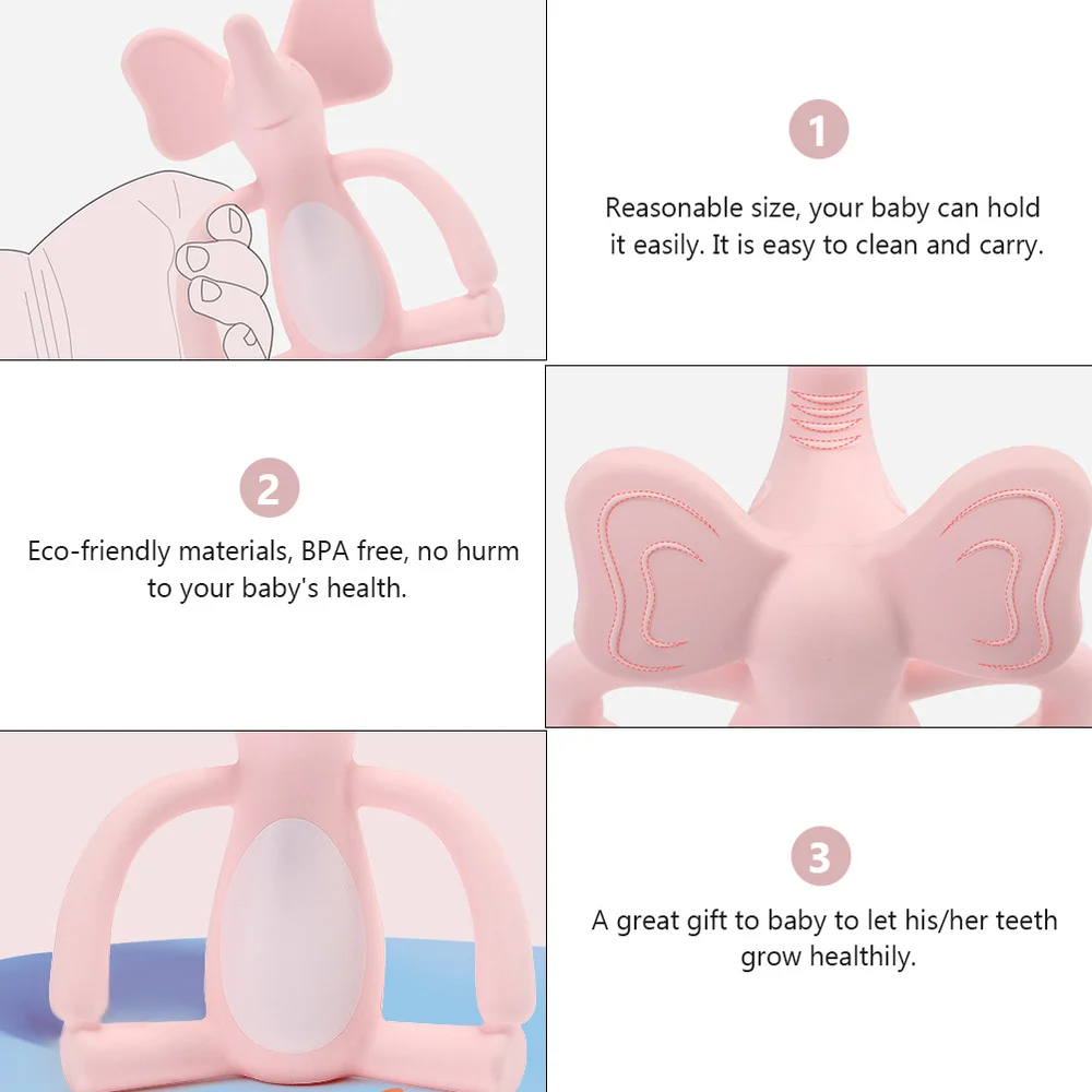 

Silicone Baby Teether Toy Elephant Shape Teeth Grinding Rod Baby Chewing Toy