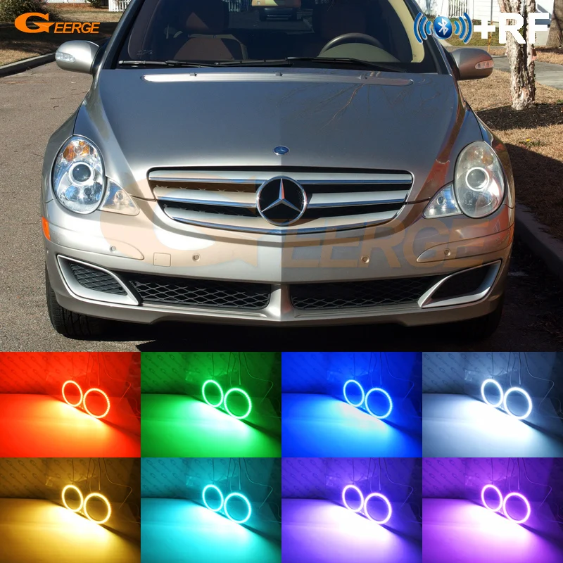 For Mercedes Benz R Class W251 2006-2009 Pre facelift BT App RF Remote Control Multi-Color RGB led angel eyes kit halo rings | Автомобили