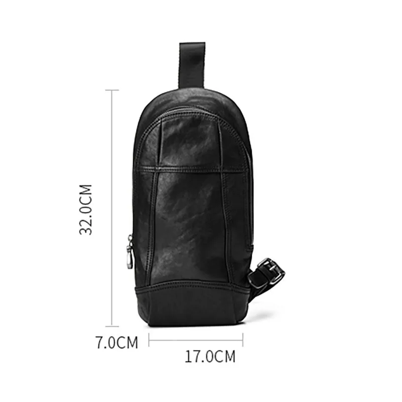

AETOO Leather chest bag, men's casual sports large-capacity soft leather shoulder bag, leather large chest bag