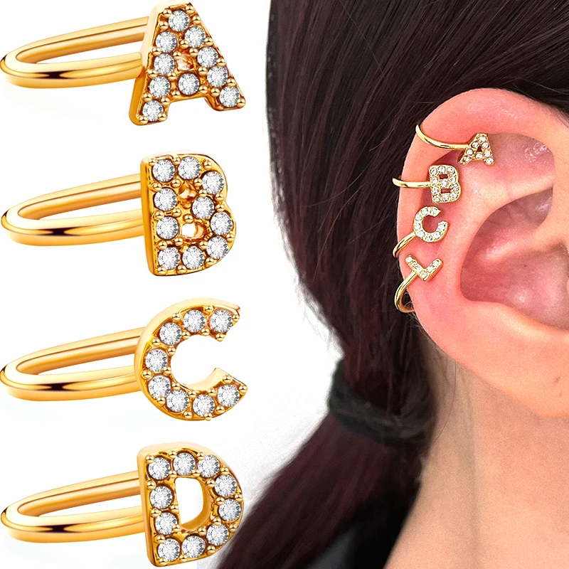

Alphabets Ear Bone Clip Earrings For Women Teens Girls Personalized Trendy Classic Style Letter Cuff Earrings Fashion Jewelry