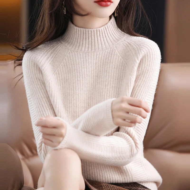 Женский кашемировый пуловер свободный мягкий утепленный с длинным рукавом и