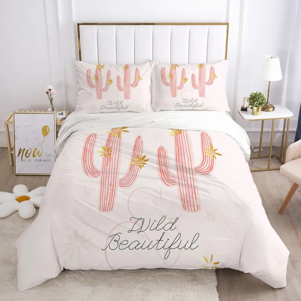 

Modern Bedding Sets Duvet Cover Set Quilt/Comforter/Blanket Covers Pillowcase Pink 3D Custom King Queen Twin Size Bed Linens