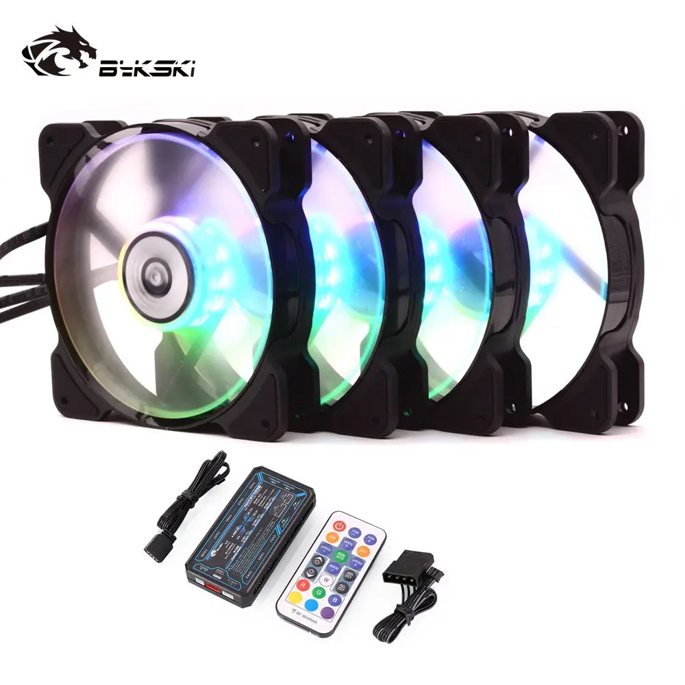 4pcs fan Bykski вентилятор радиатора водяного охлаждения компьютера PC чехол Вентилятор 120 мм светодиодный светильник 5 в RGW контроллер радиатора кулер поддержка регулировки скорости - Цвет лезвия: 4pcs fan