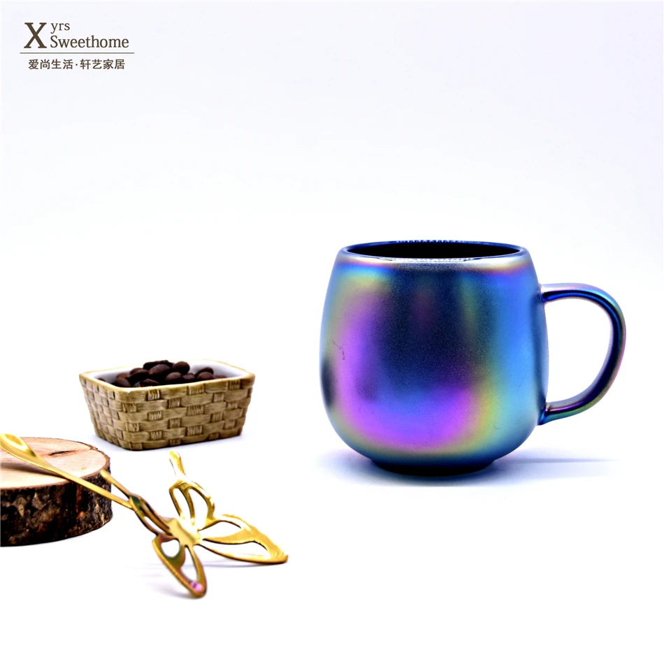 Керамическая чашка с перламутровой глазурью простая Скандинавская молочная