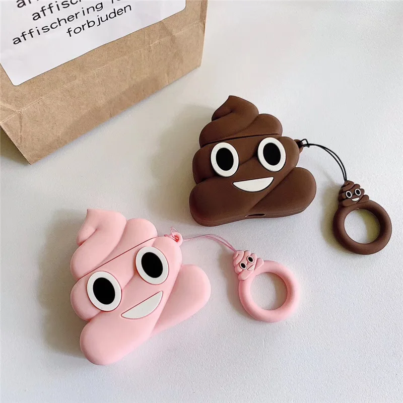 3D Case for AirPods Cartoon Earphone Airpods 2 Cute Accessories Protect Cover with Ring Strap Stool Design | Электроника