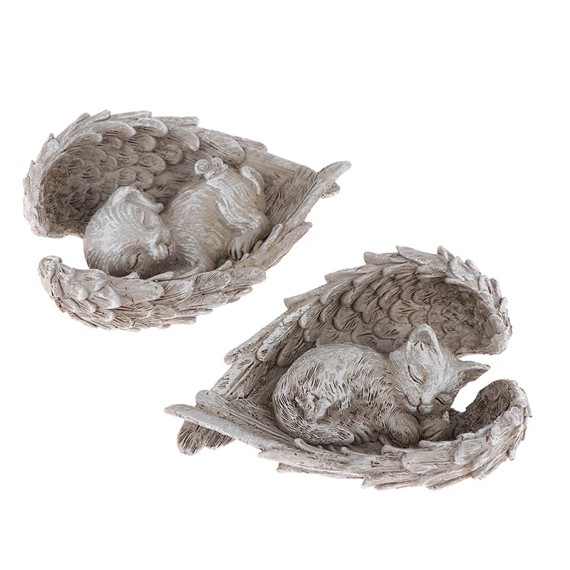 

Sleeping Dog Cat Angel Statue Interior And Outdoor Decor Outer Space Alien Decor