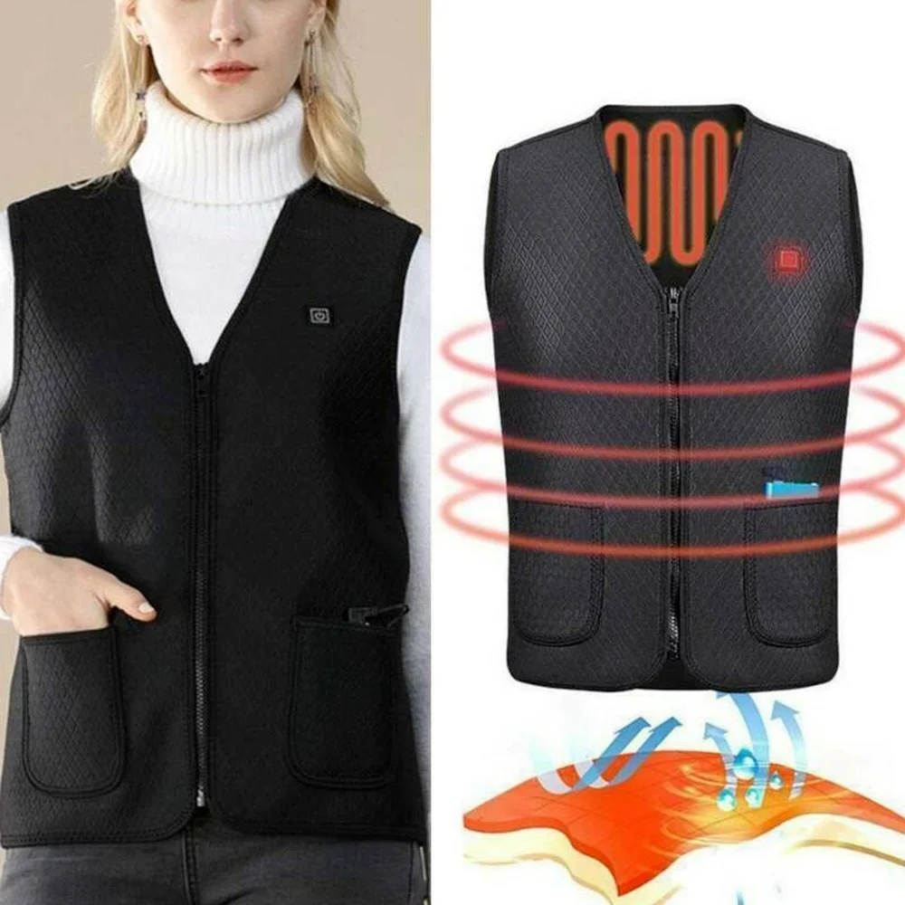 

Unisex Solid Electric USB Heated Vest Jackets Body Warmer Heating Gilet Coats