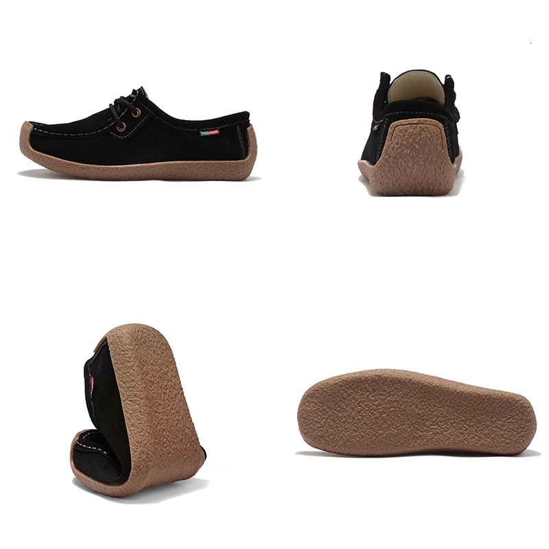 

6 Colors Genuine Leather Women Slip On Flat Shoes Casual Loafers Nubuck Cow Suede Sneakers Ladies Shallow Footwear Plush Warm