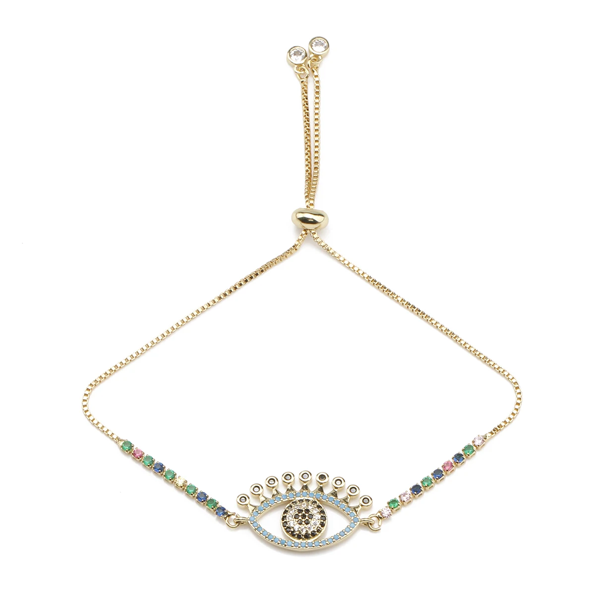 ААА Кубический Цирконий Кристалл полые глаза счастливый Амулет браслет женский