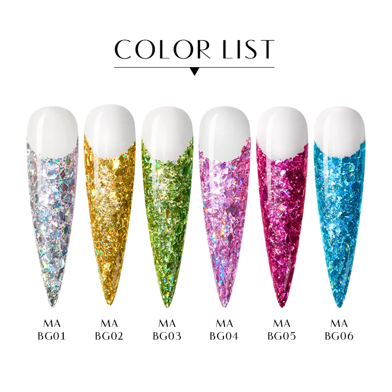 Быстрый гель для наращивания 6 цветов голографический Блестящий акриловый