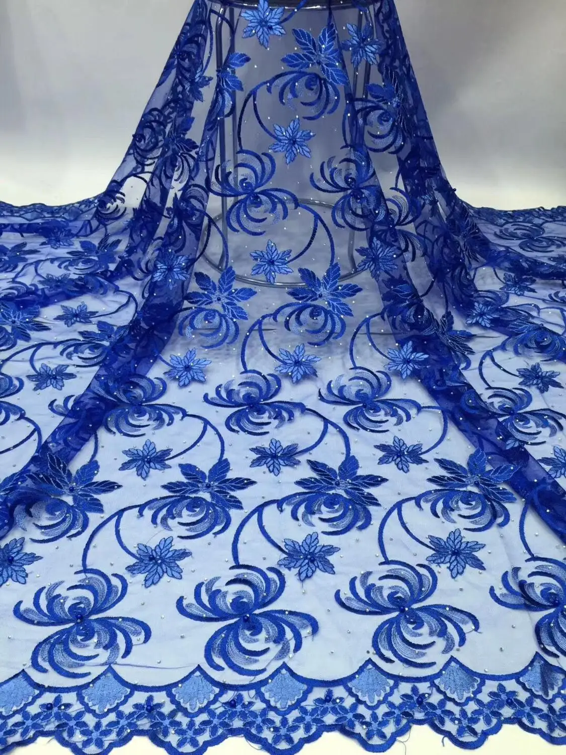 Африканская кружевная ткань с бисером вышитая в нигерийском стиле каменная