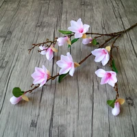2pcslot 10 heads real touch magnolia flowers artificial flowers branch home wedding decorative fake silk flower bouquet
