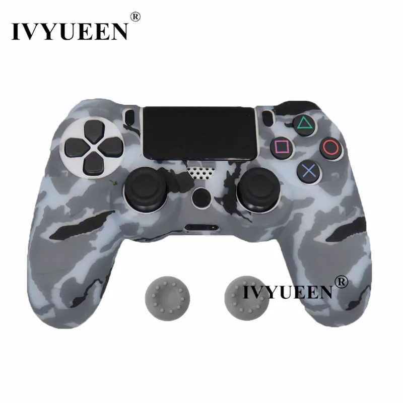 Clear Gray Camo IVYUEEN для sony playstation 4 PS4 Pro тонкий контроллер силиконовый чехол защитная кожа с аналоговой рукояткой для PS4 DS4 геймпад - Цвет: Clear Gray Camo