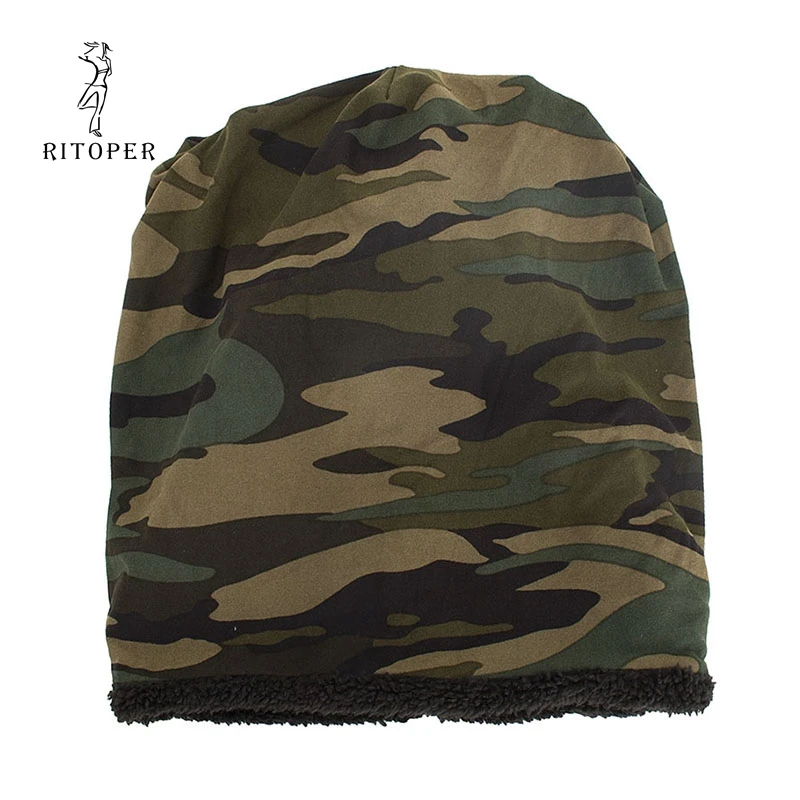 RITOPER, зимняя, унисекс, Skullies Beanie, камуфляжная шапка, теплая, плотная, бархатная, для катания на лыжах, хип-хоп, шапка для мужчин, для улицы, для женщин, шапочки, хлопковые шапки