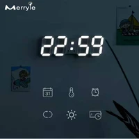 multifunctional 3d led wall clock intelligent voice and light control alarm clock for student decor bedside living room bedroom