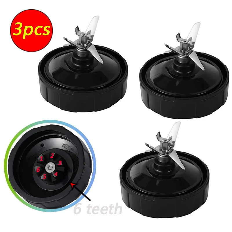 3pcs 6 Fins Bottom Blade for Nutri Ninja Blender Juicer Mixe
