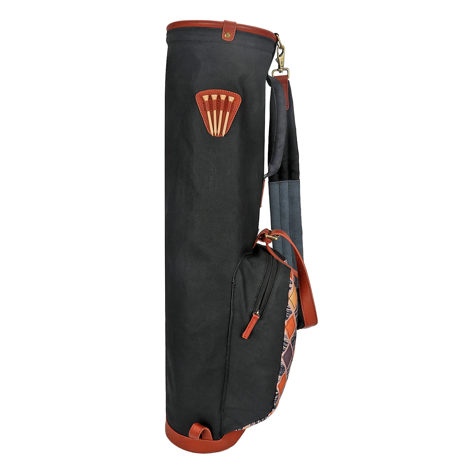 Tourbon Golf Sunday Bags Club Bag Sticks Carrier Case Cover Canvas & Leather w/Pocket Golf Driving Range Bags 83CM