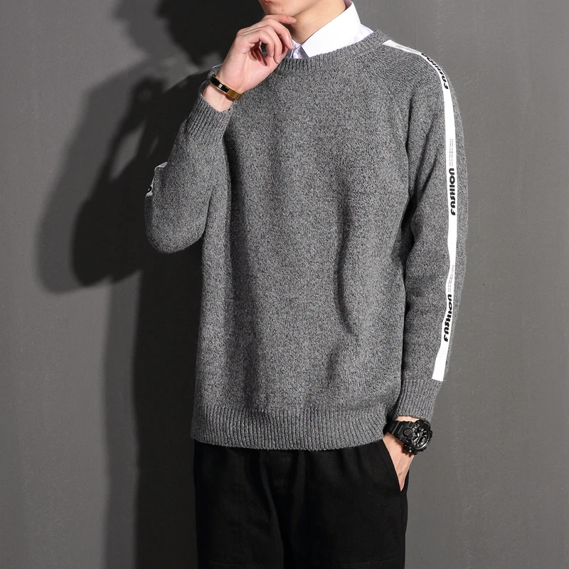 Мужской зимний Новый Повседневный пуловер мужской модный свитер с круглым