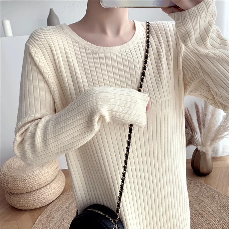 

Autumn Winter New 2021 Chic Warm Straight Sweater Dress Elegant Basic Women Casual Knitted Loose Long Sleeve Mid-Calf Dresses