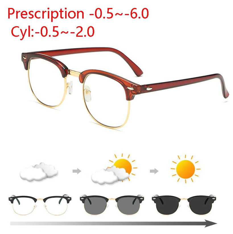 Custom Prescription Антибликовыми свойствами светильник фотохромные готовой близорукость очки светочувствительная Хамелеон анти-блики изменения Цвет линзы очки с диоптриями - Цвет оправы: Custom Prescription