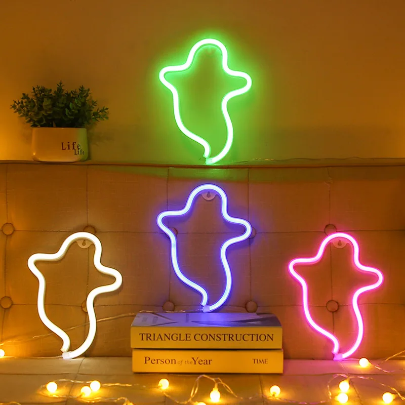 

New Halloween Ghost Neon Light Home Creative Modeling Light USB Night Light Colored Light Decorative Light