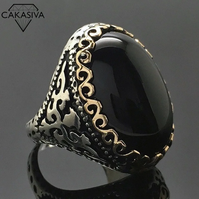 Кольцо из тайского серебра 925 пробы с черным драгоценным камнем кольцо гусиного