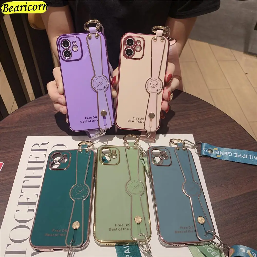 luxury plating wrist strap phone case for huawei nova 5i 5t 7i 6 7 8 se p smart pro z plus crossbody shoulder strap cover free global shipping