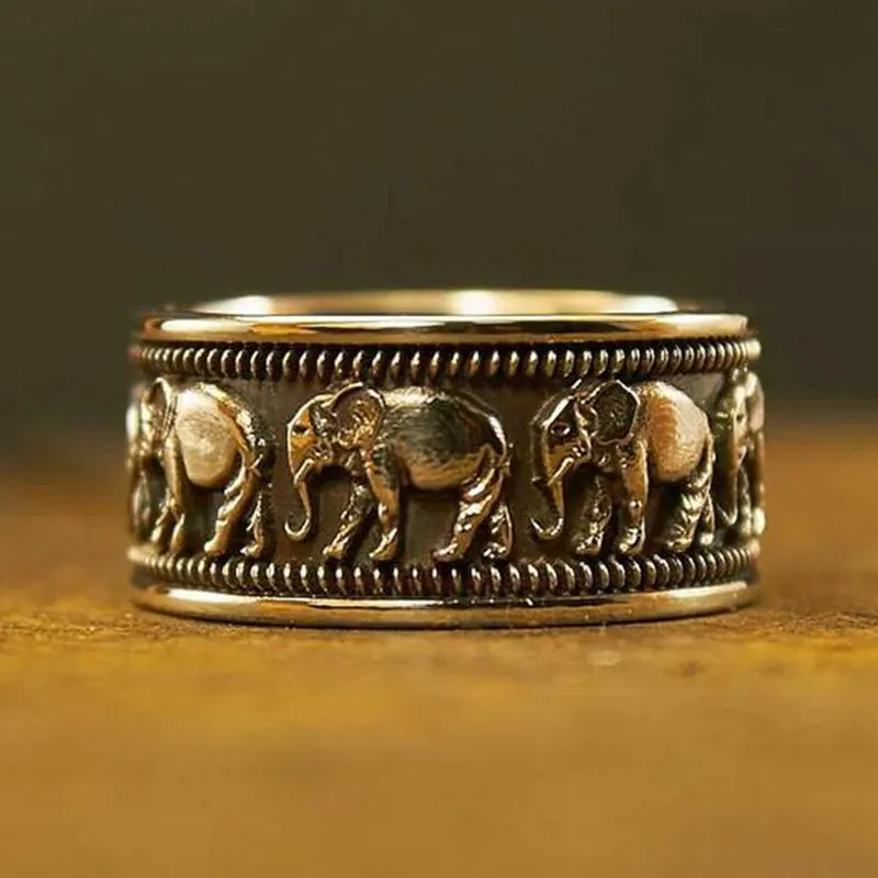 

New Retro Punk Elephant Alloy Men's and Women's Fashion Ring Vintage Promise Rings for Couples Whole Sale Party Hip Hop Animal