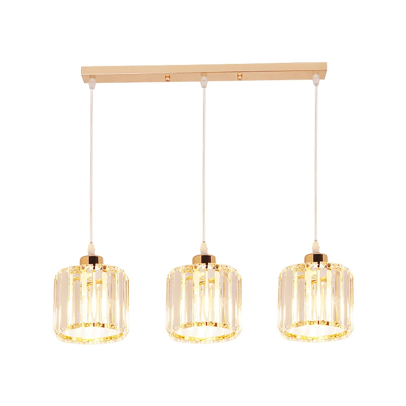 Искусство 3 шт золотой кристалл бар освещение дома круглый подвесной светильник