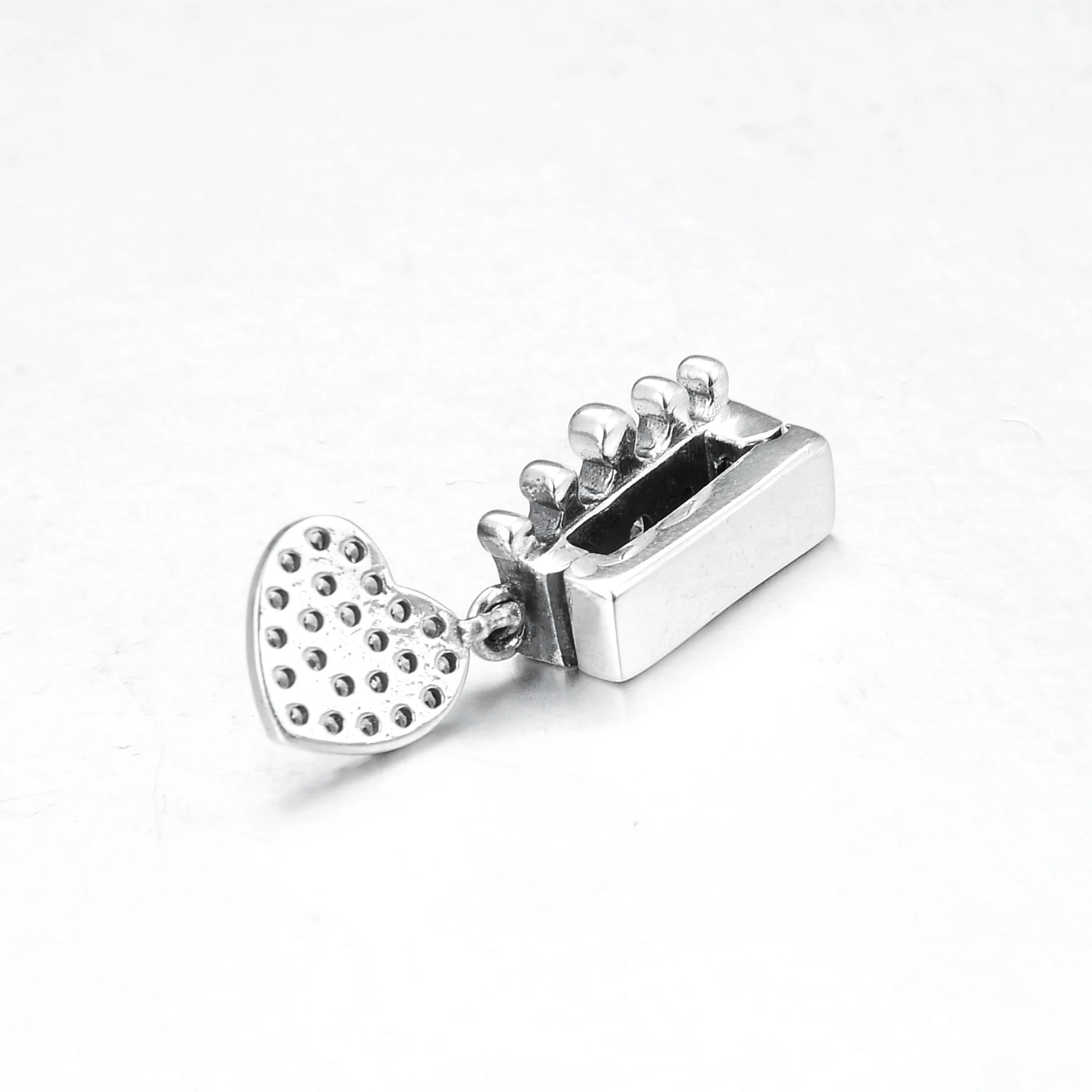 New 925 Sterling Silver Princess crown and love Heart clips beads Fit Original Bracelet reflection Charm Jewelry making | Украшения и
