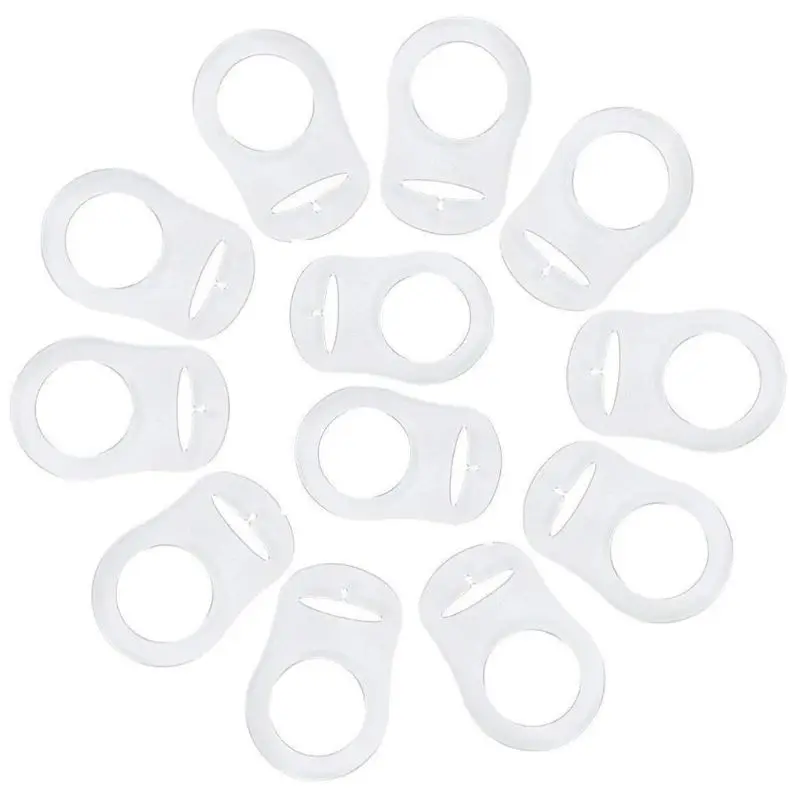 Anillo de bot&oacute;n de silicona transparente para chupete, adaptador de Clip para chupete, 12 Uds.-0