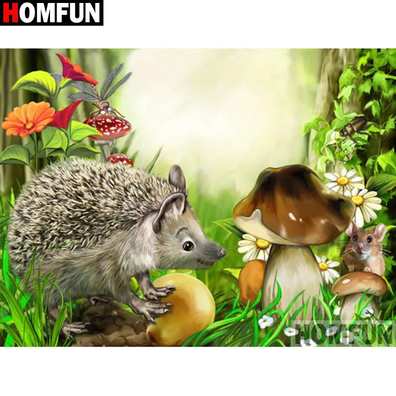 Алмазная живопись HOMFUN Ежик картина с полными квадратными/круглыми стразами 5D